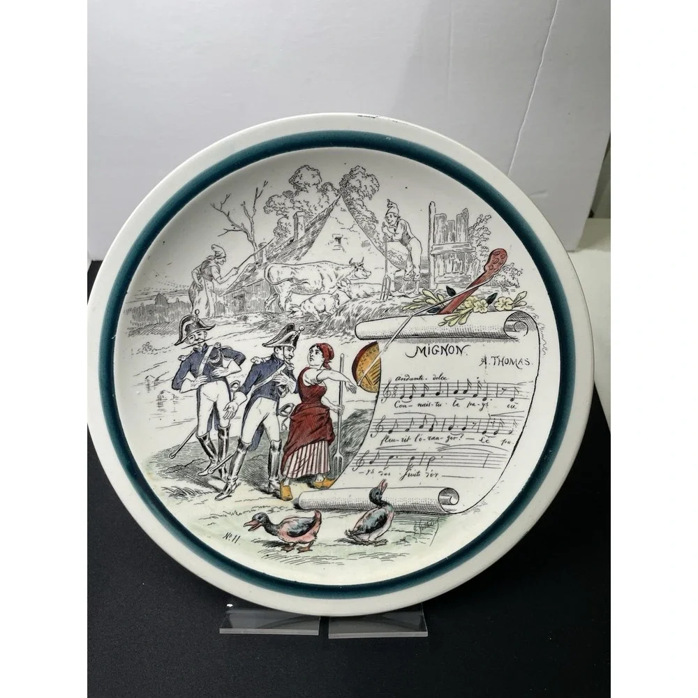 Antique 1880s French Terre de Fer Porcelain No 11 Signed & Marked Plate See Desc
